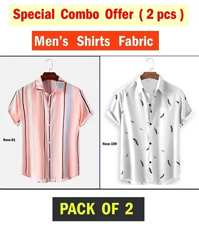 Classic Crepe Printed Clothing Fabric for Men, Pack of 2