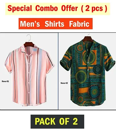 Classic Crepe Printed Clothing Fabric for Men, Pack of 2