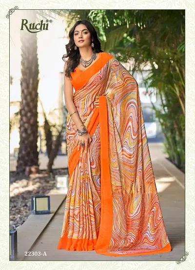 Hot Selling Chiffon Saree with Blouse piece 