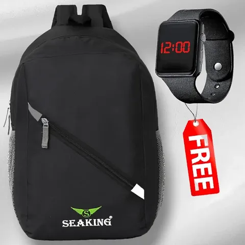 Stylish PU Laptop Backpack with Free Smart Watch Set