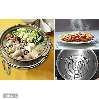 IDEAL PRIME Stainless Steel Hot Pot Stand Cooket Stand  Trivet/Cooker Steamer 3 Set Steel Trivet  (Pack of 3)-thumb5