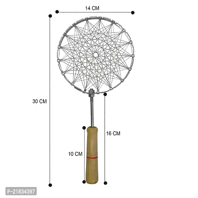 IDEAL PRIME Heavy Duty Stainless Steel Mini Tandoor Gas Grill Papad Jali Roaster Grill Jali With Heat Resistance Wooden Handle Barbeque Aseesories Roasting Grill Jali For Kitchen Pack Of 1-thumb3