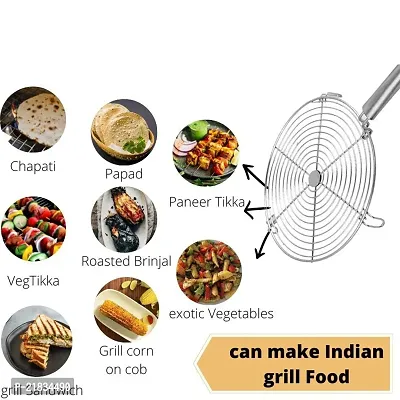 IDEAL PRIME Rust Proof Stainless Steel Roti Jali papad Jali Roaster With Heat Resistance Steel Handle Roti Grill,Chapati Grill (Round Roaster) Pack Of 1-thumb4