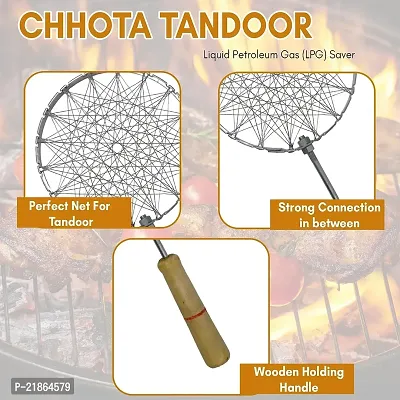 IDEAL PRIME Rust Proof Stanless Steel Chota Tandoor Papad Jali Silicon Brush  Spatula Combo Set Steel Tandoor Grill Roti Jali Roaster Grill Jali Barbeque Accessories Kitchen tool Pack Of 2-thumb5