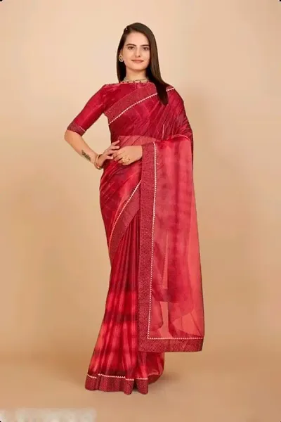 Lycra Tie and Dye Lace Border Sarees with Blouse piece