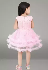 Fabulous Pink Net Self Pattern Frocks For Girls-thumb1