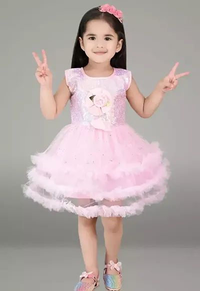 Fabulous Net Self Pattern Frocks For Girls