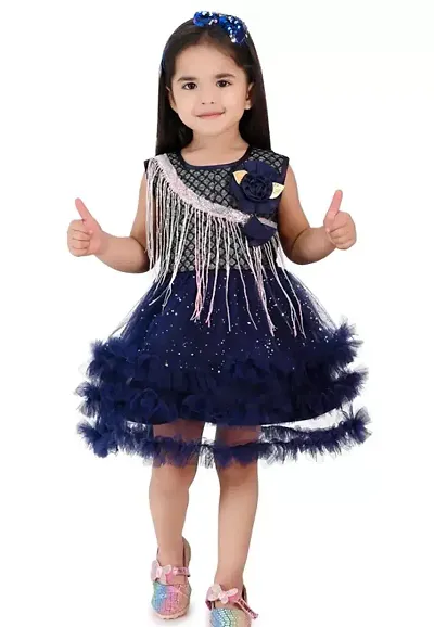 Fabulous Net Self Pattern Frocks For Girls