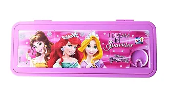 School Mate Puzzle Game Password Protected Barbie Princess Plastic Pencil Box for Kids with free Pencil  Eraser and Scale Etc-thumb2