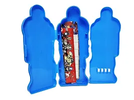 School Mate Captain America Shape Double layer Plastic Pencil Box for kid with free Pencil  Eraser and Scale Etc ( Blue)-thumb3