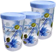 Neelu Beautiful Flower Print Plastic Round Shape Storage Jar and Container with Spoon Grocery Airtight Kitchen Containers| Air Tight |Kitchen Organiser | BPA Free(Pack of 6,1000 ml Each,Blue,Pink)-thumb3