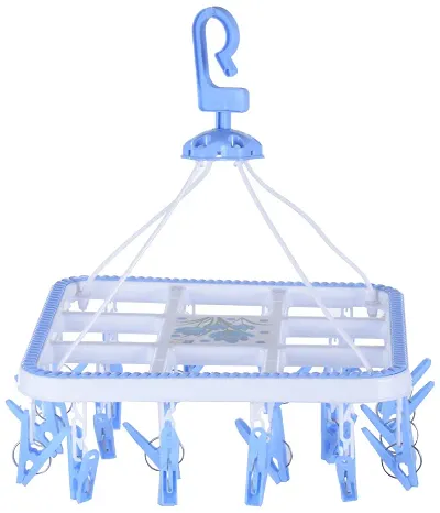 S.S.B Plastic Ceiling Cloth Dryer Stand 24 Clips Laundry Hanging Plastic Cloth Drying Stand Hanger Rectangle