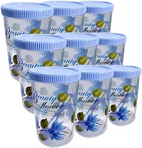 Neelu Beautiful Flower Print Plastic Round Shape Storage Jar and Container with Spoon Grocery Airtight Kitchen Containers| Air Tight |Kitchen Organiser | BPA Free(Pack of 6,1000 ml Each,Blue,Pink)-thumb4