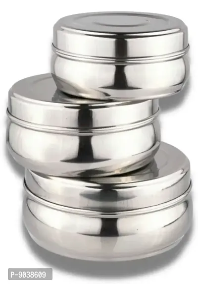 Set of 3 Mannat Stainless Steel Belly shaped flat base Jar/food grade C-thumb0