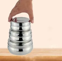 Set of 3 Mannat Stainless Steel Belly shaped flat base Jar/food grade C-thumb1