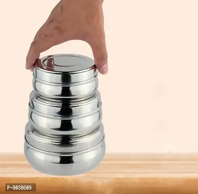 Set of 3 Mannat Stainless Steel Belly shaped flat base Jar/food grade C-thumb2