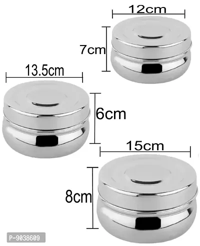 Set of 3 Mannat Stainless Steel Belly shaped flat base Jar/food grade C-thumb3