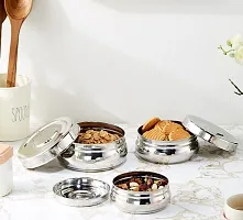 Set of 3 Mannat Stainless Steel Belly shaped flat base Jar/food grade C-thumb3