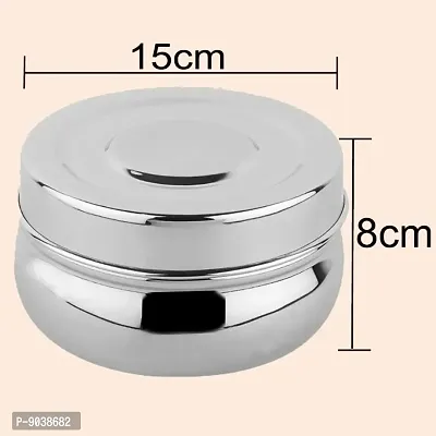 Steel Belly shape Kitchen Dabba with Lid storage box-400ML(Pack of 1)-thumb3