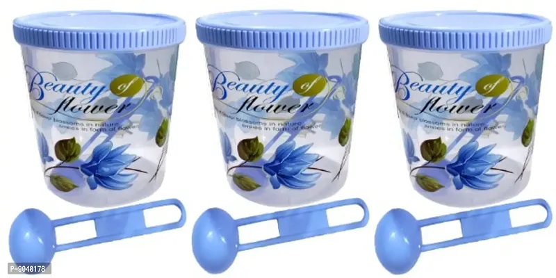 Round Shape Container 500ml(Blue,Set of 3)