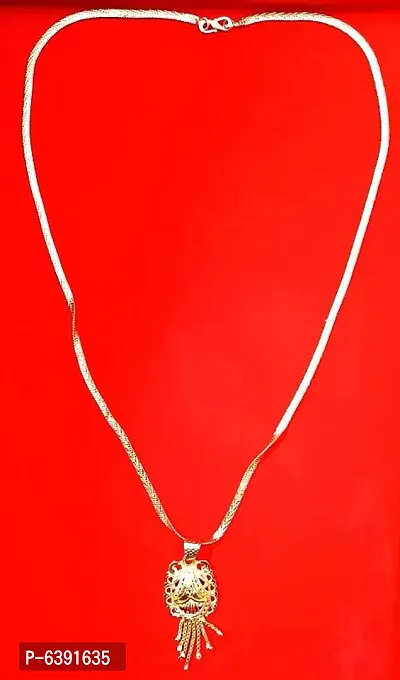 Ms Traders Beautiful Gold-plated pendent with chain for girls and womens-thumb4