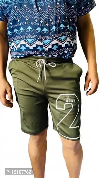 RG Garment Lycra Sport Shorts for Men |Gym Shorts for Men | Running Shorts for Men | Regular Shorts for Men Polyester (Color-Mahendi)(Size-L)-thumb0