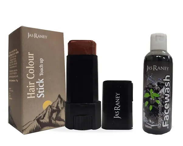 Jas Raney Combo Pack Of Hair colour stick temporary with True Hair Colour Tone Beard, Moustache (9g) With Face Wash Charcoal  Tulsi, Detoxifying, Toxin Cleansing, Pore Cleansing,