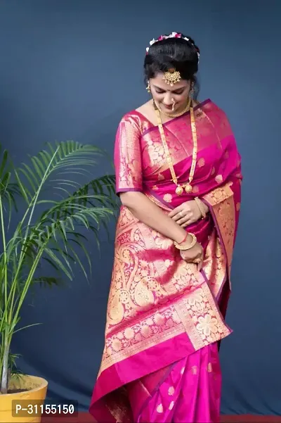 Stylish Pink Art Silk Saree with Blouse piece For Women-thumb2