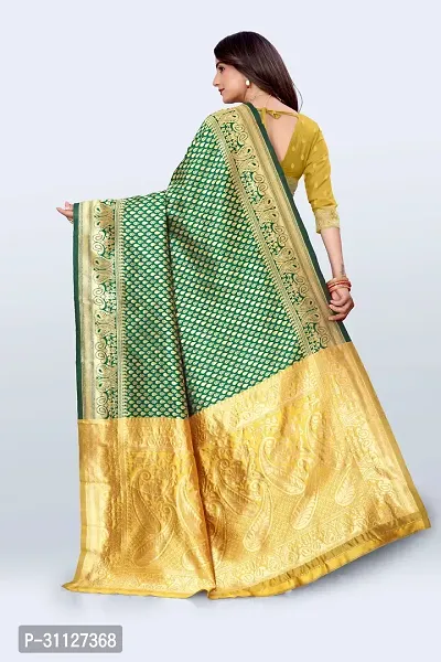 Stylish Art Silk Green Jacquard Saree with Blouse Piece For Women-thumb2