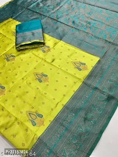 Stylish Green Art Silk Saree with Blouse piece For Women-thumb2