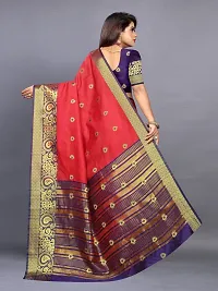 Stylish Cotton Silk Red Jacquard Saree with Blouse Piece For Women-thumb1