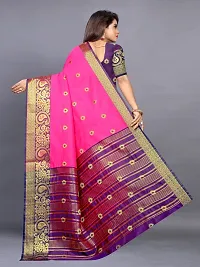 Stylish Georgette Pink Woven Design Saree with Blouse Piece For Women-thumb1