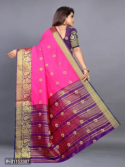 Stylish Georgette Pink Woven Design Saree with Blouse Piece For Women-thumb2