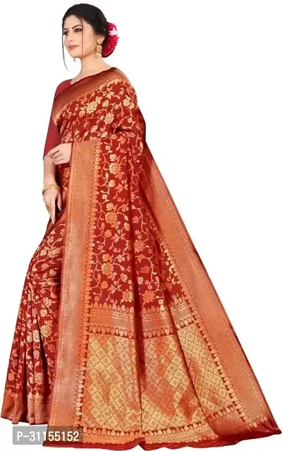 Stylish Red Art Silk Saree with Blouse piece For Women