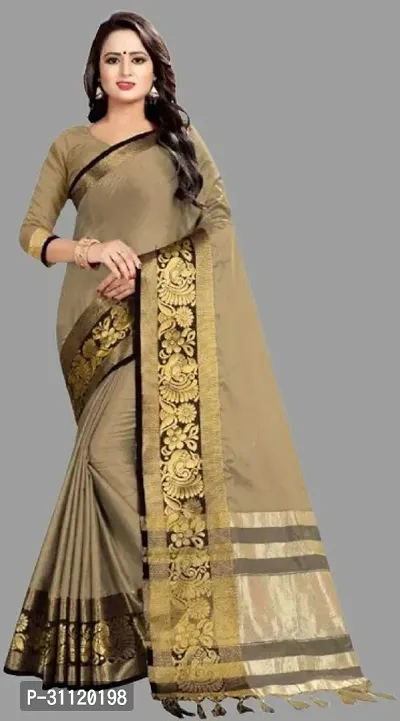 Fancy Cotton Blend Saree With Blouse Piece For Women