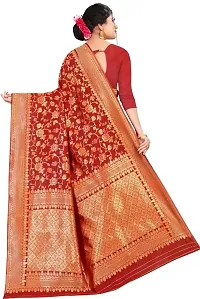 Stylish Red Art Silk Saree with Blouse piece For Women-thumb1