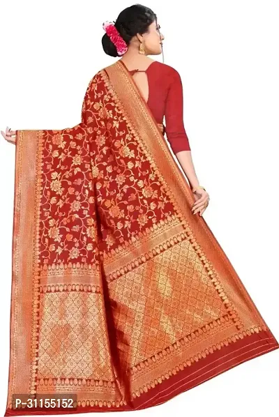 Stylish Red Art Silk Saree with Blouse piece For Women-thumb2