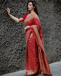 Stylish Red Art Silk Saree with Blouse piece For Women-thumb1