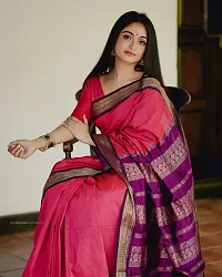 Stylish Pink Art Silk Saree with Blouse piece For Women-thumb1