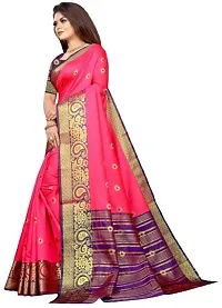 Stylish Chiffon Pink Jacquard Saree with Blouse Piece For Women-thumb2