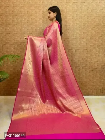 Stylish Pink Art Silk Saree with Blouse piece For Women-thumb0