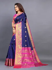 Stylish Art Silk Navy Blue Jacquard Saree with Blouse Piece For Women-thumb2