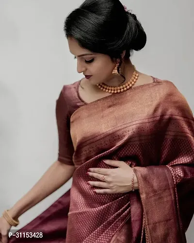 Stylish Art Silk Maroon Woven Design Saree with Blouse Piece For Women-thumb2