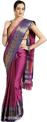 Fancy Cotton Blend Saree With Blouse Piece For Women-thumb0