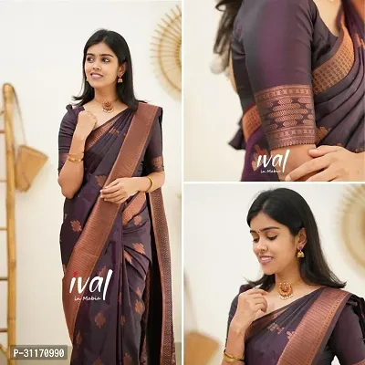 Stylish Art Silk Purple Woven Design Saree with Blouse Piece For Women-thumb0