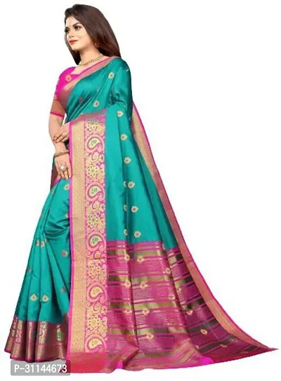 Stylish Chiffon Green Jacquard Saree with Blouse Piece For Women-thumb3