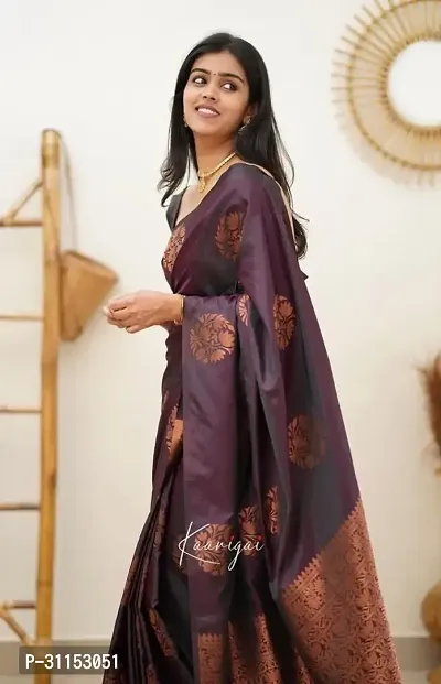 Stylish Purple Art Silk Saree with Blouse piece For Women-thumb0