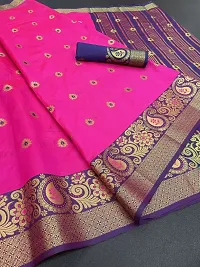 Stylish Georgette Pink Jacquard Saree with Blouse Piece For Women-thumb1