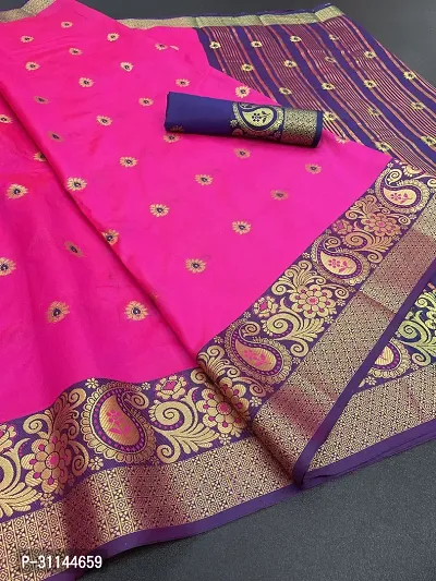 Stylish Georgette Pink Jacquard Saree with Blouse Piece For Women-thumb2