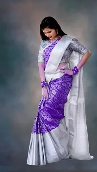 Stylish Art Silk Purple Woven Design Saree with Blouse Piece For Women-thumb1